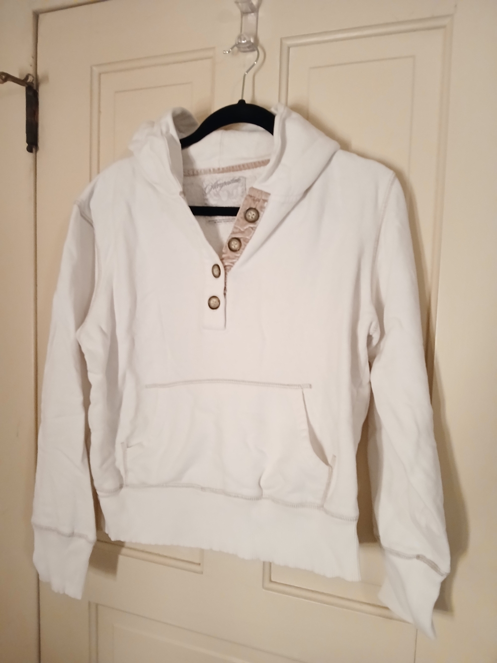 Aeropostale White Hooded Button-Front Sweatshirt